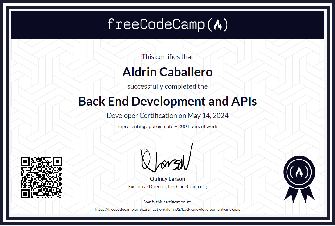 Backend and APIs Certificate